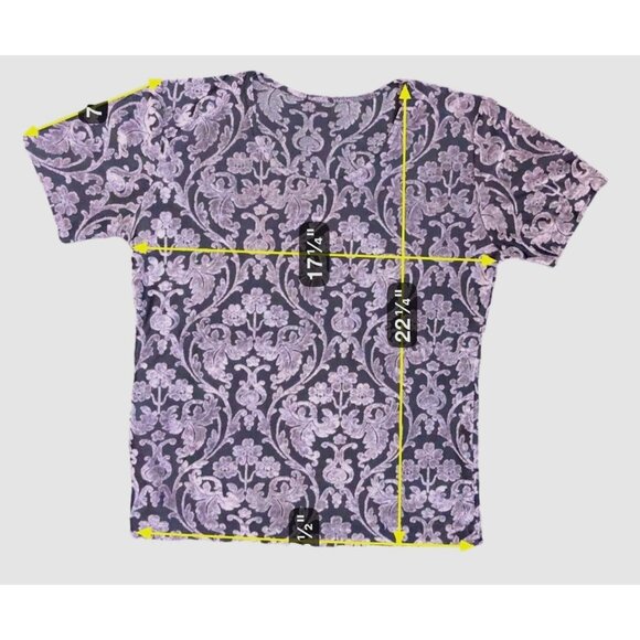 Vintage Y2K Burnt Velvet Mesh Stretch Pull Over Top Med Fairy Grunge Whimsigoth - Picture 8 of 8